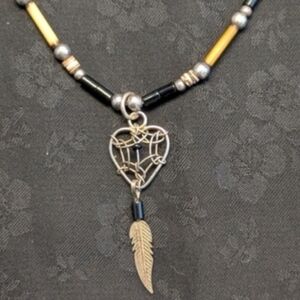 Vintage Native American Liquid Silver Sterling Dreamcatcher Pendant Necklace